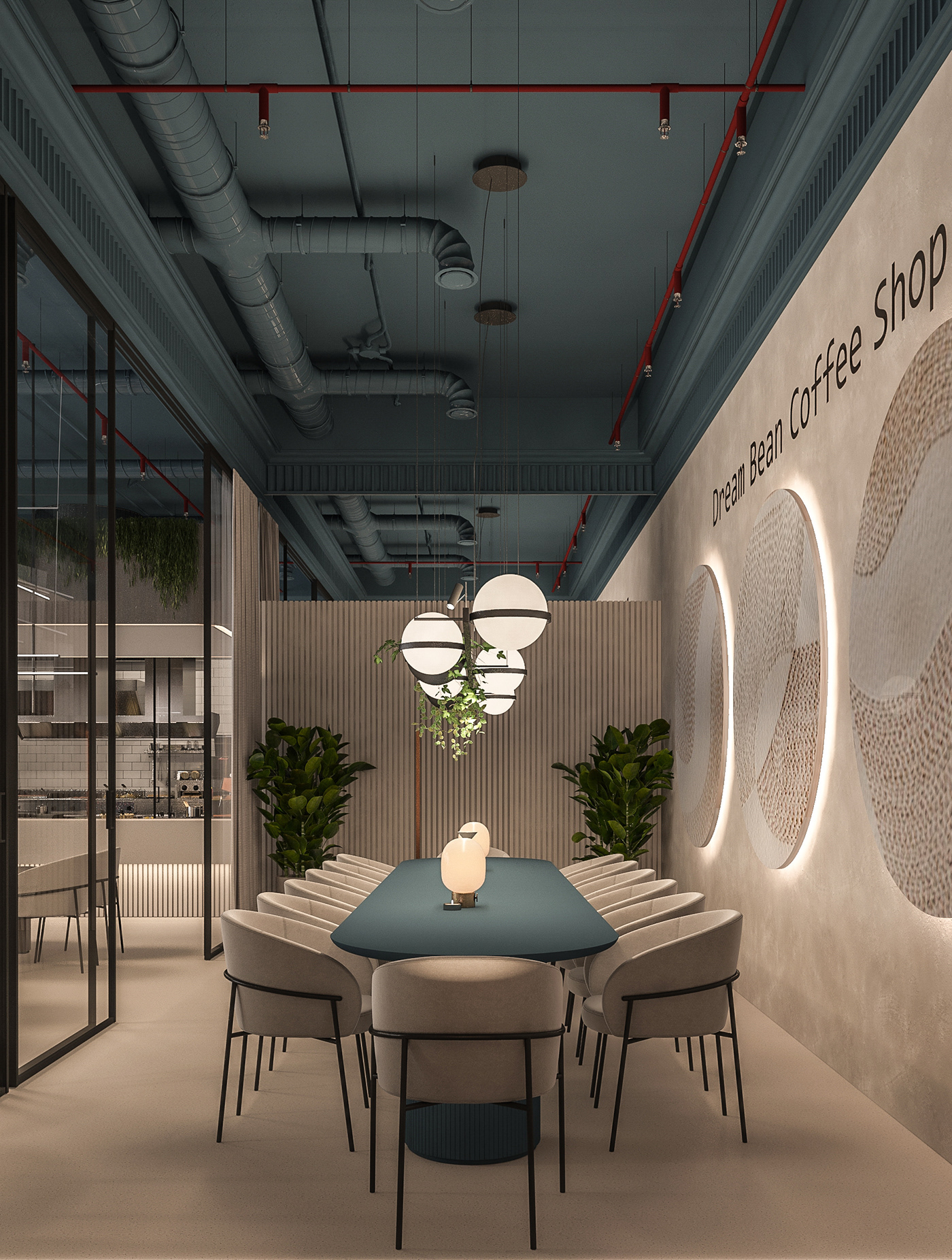 art blue Coffee coffeeshop design Interior light rastorant shop Travel