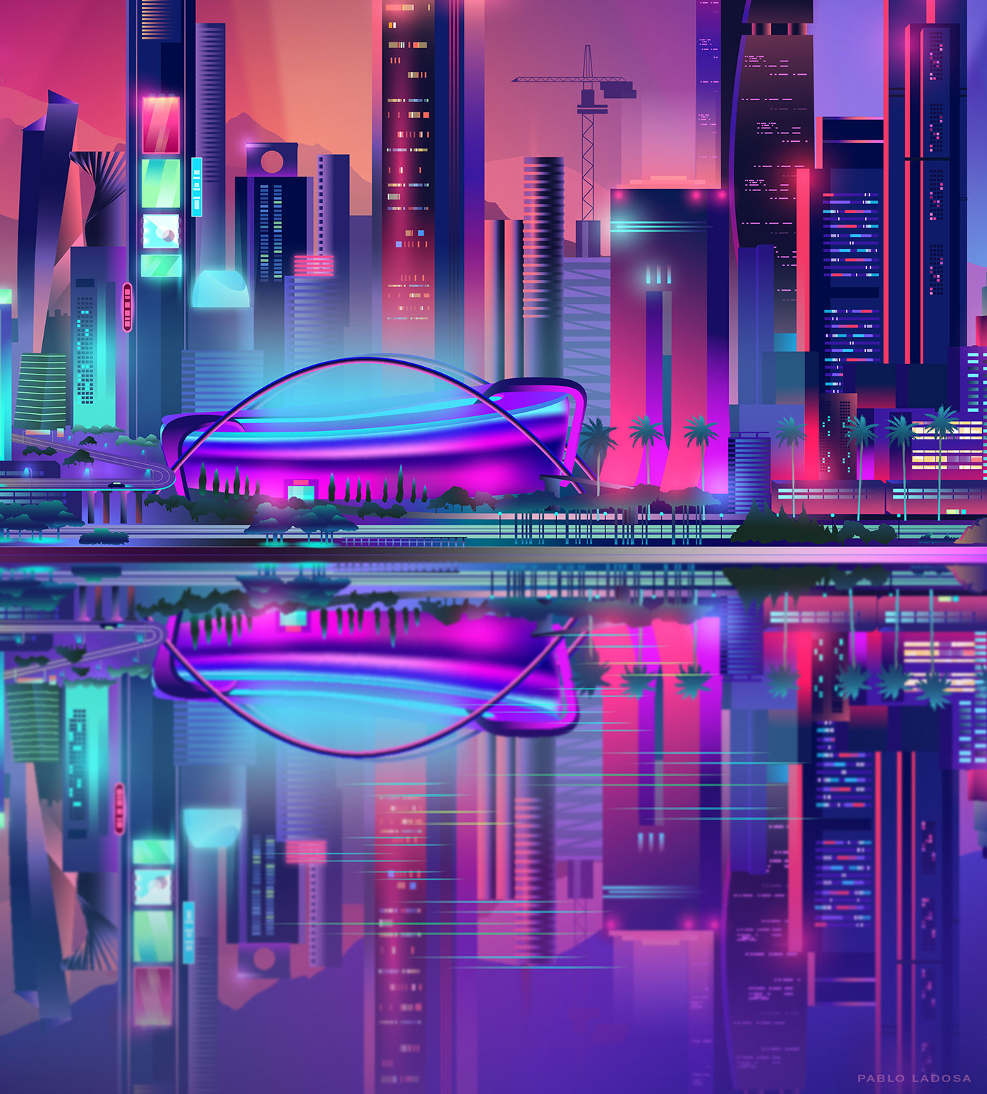 cityscape ILLUSTRATION  videogame creative Landscape Cyberpunk neon noir pablo ladosa pabloladosa