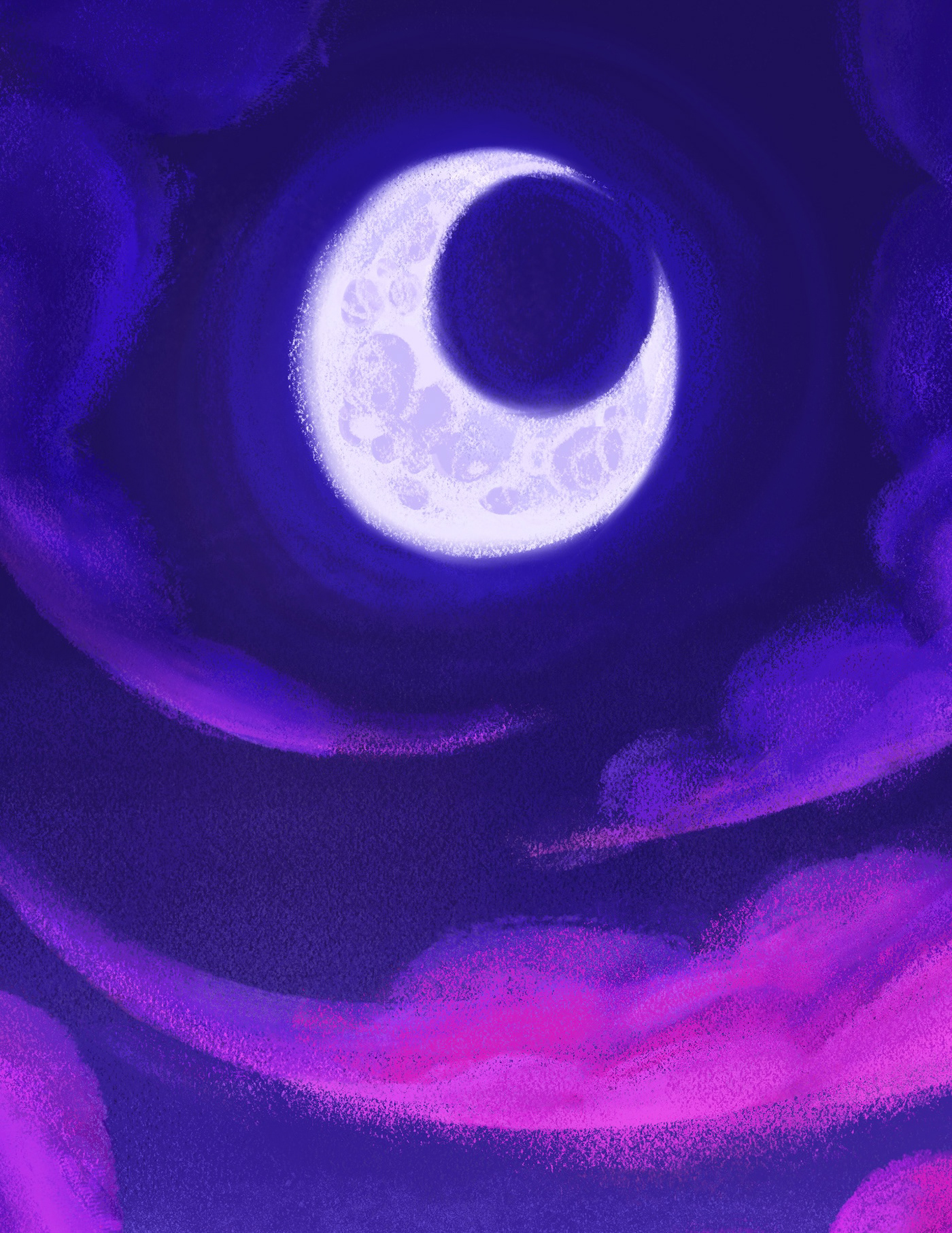 pink purple witch wizard clouds mountains moonlight