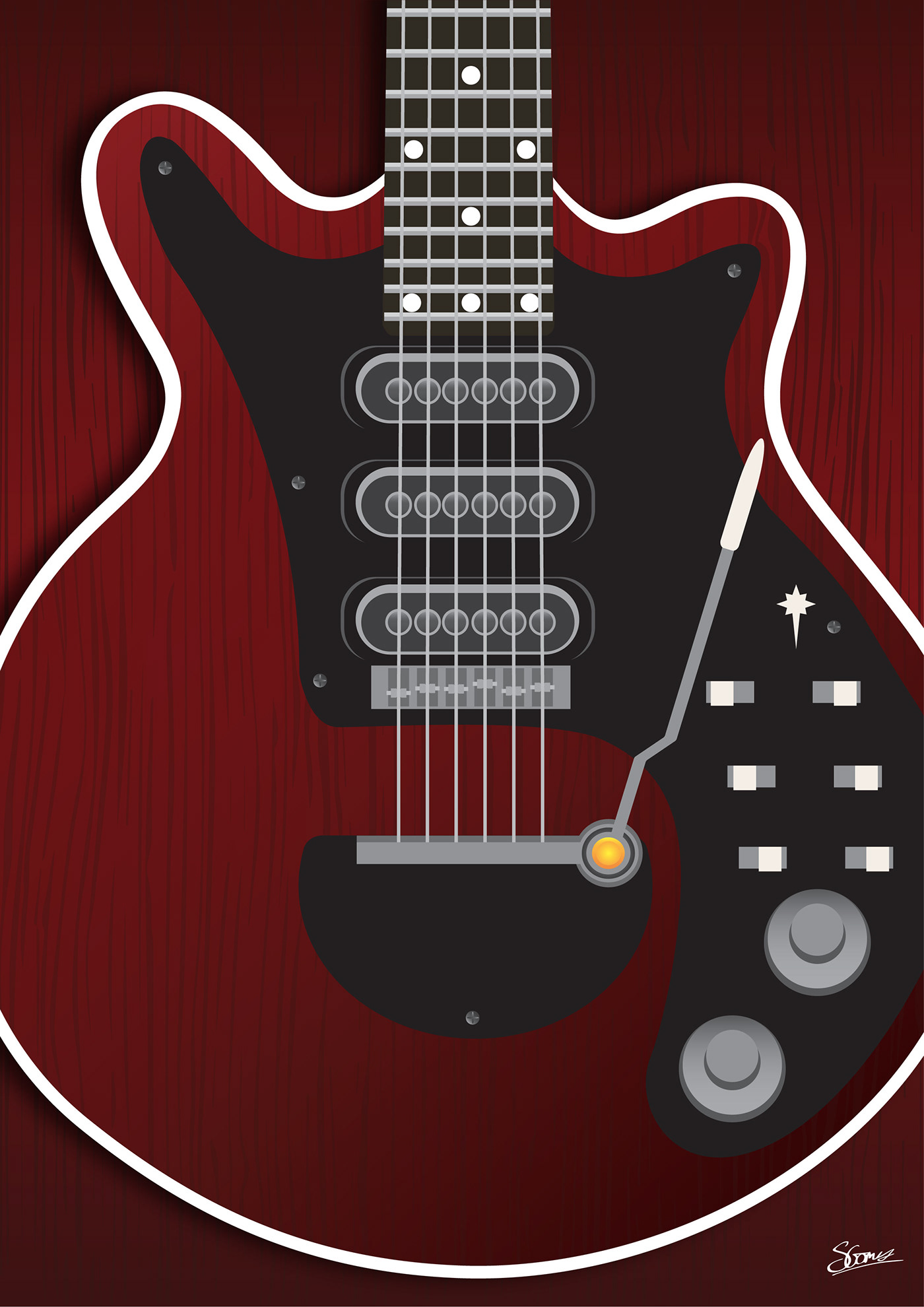 adobe illustrator brian may digital illustraion guitar Illustrator queen Red Special