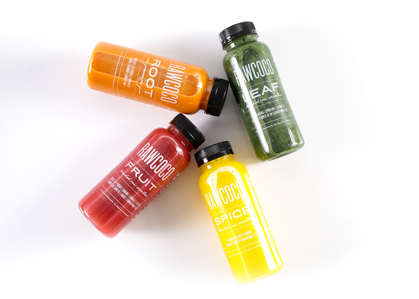 RawCoco Cold Pressed juice bottle redesign Packaging