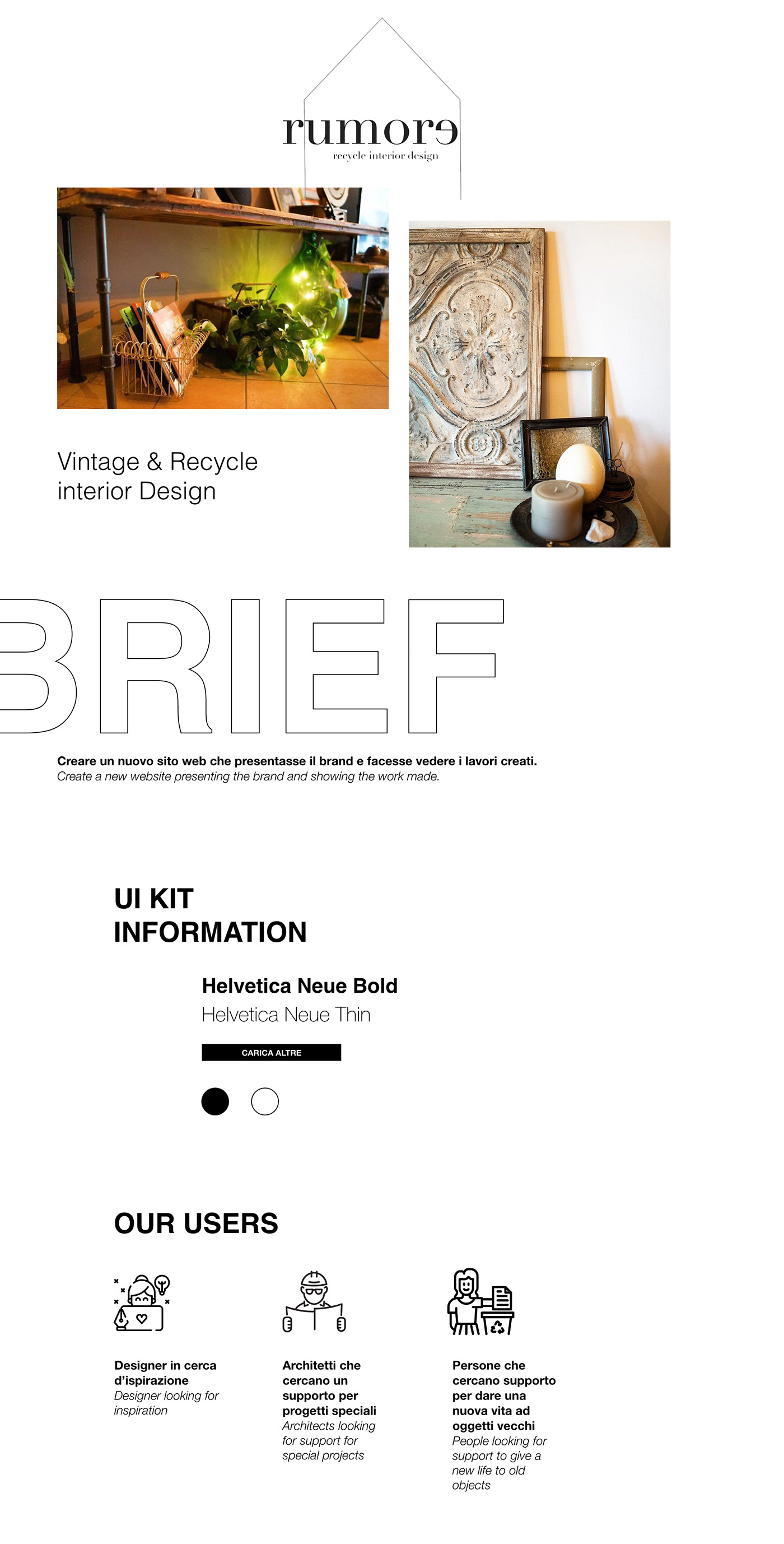 Rumore a new concept design studio, brief, user experience, and user journey