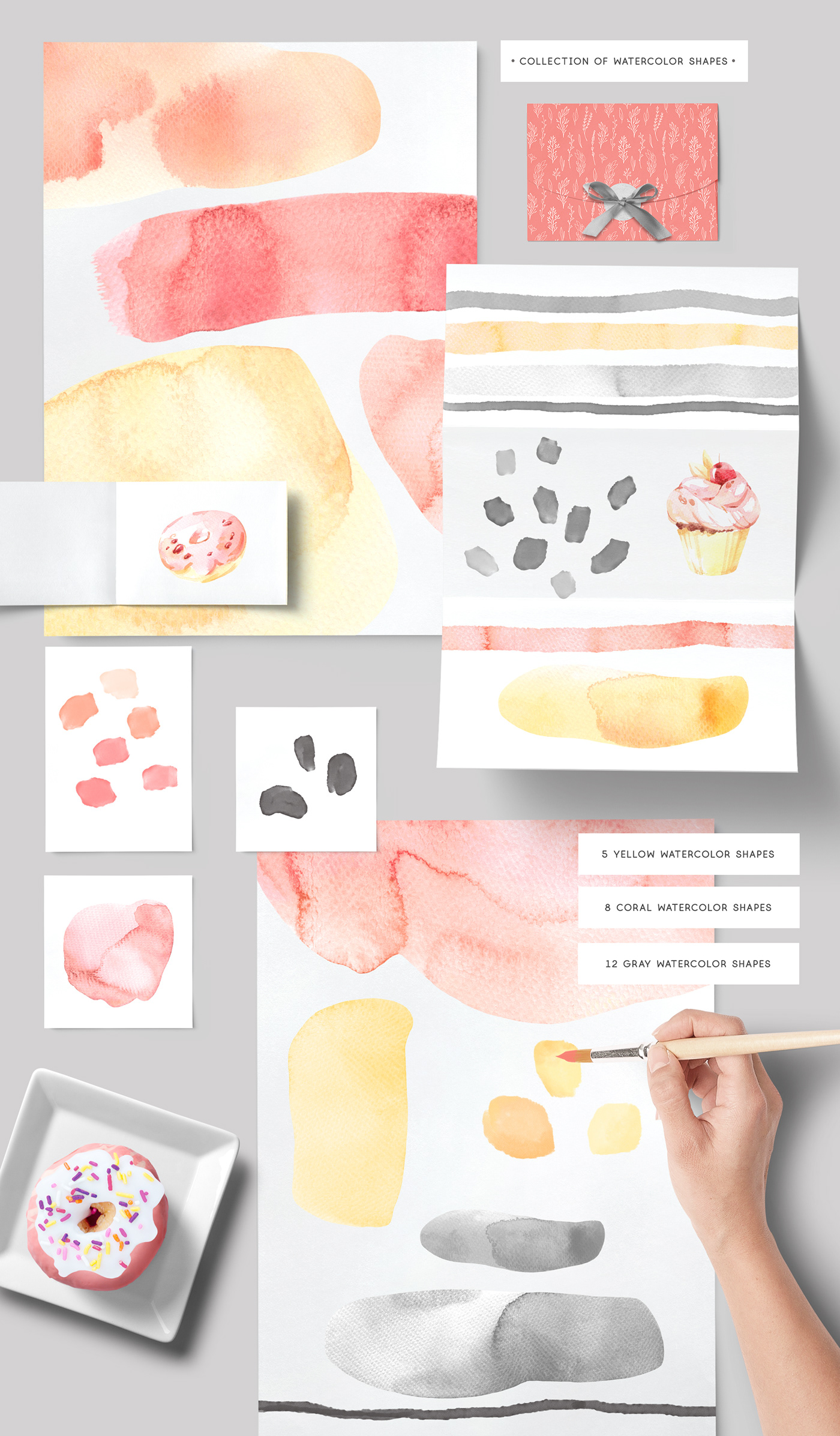watercolor coral color 2019 trendy Sweets Candy ILLUSTRATION  girl slyle graphic set clip art