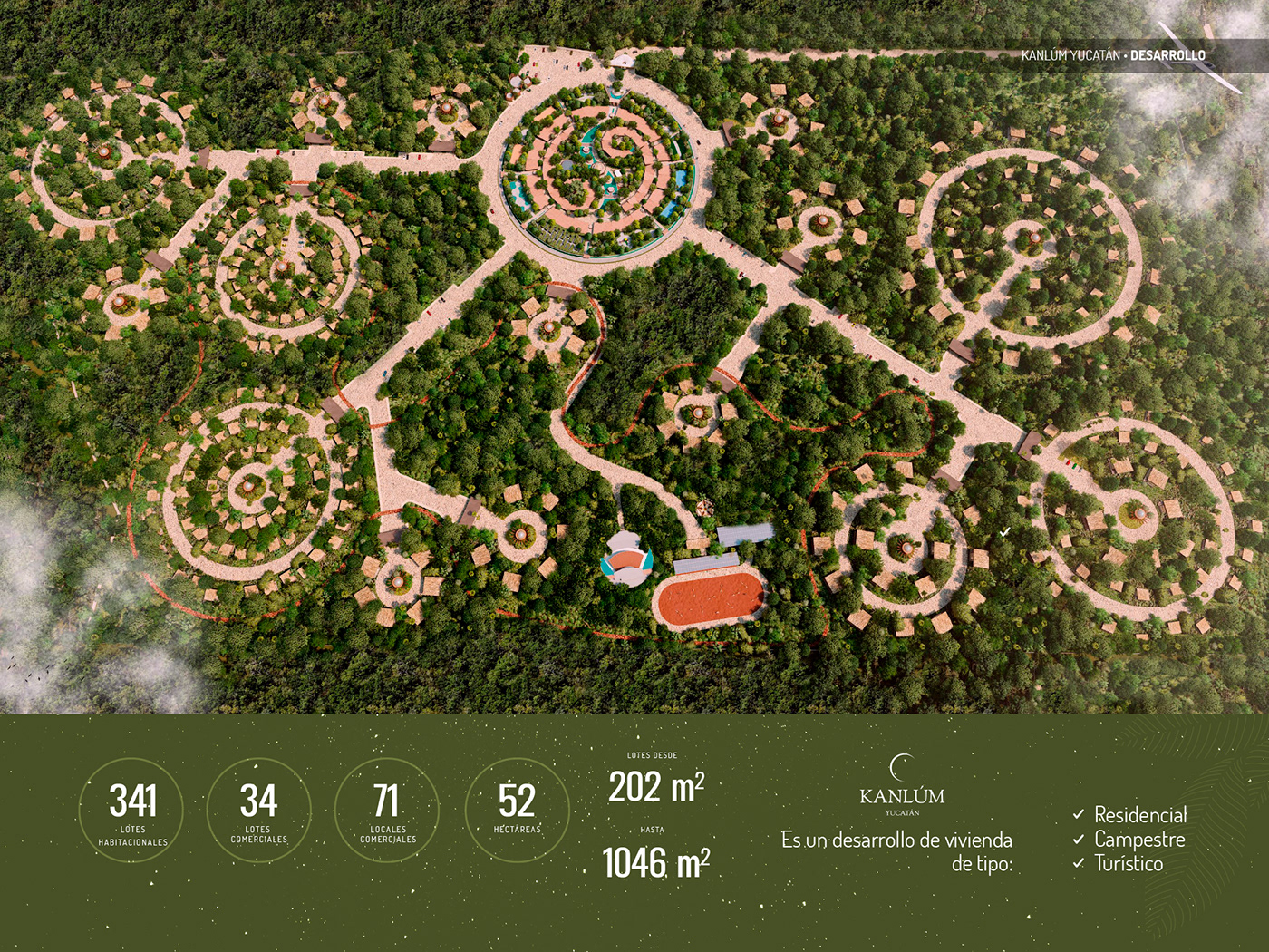architecture glamping jungle Masterplan parametric Project Render Rhino vray yucatán
