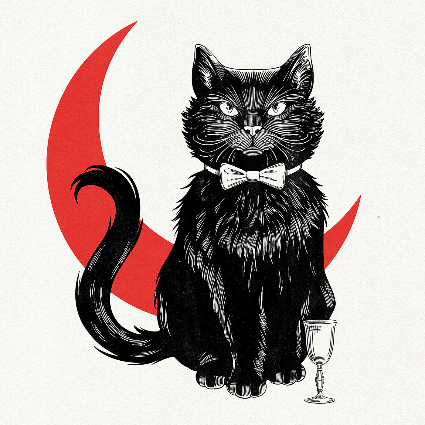 ILLUSTRATION  master and margarita mikhail bulgakov Cat graphic poster Vintage Design Retro Mystic Drawing 