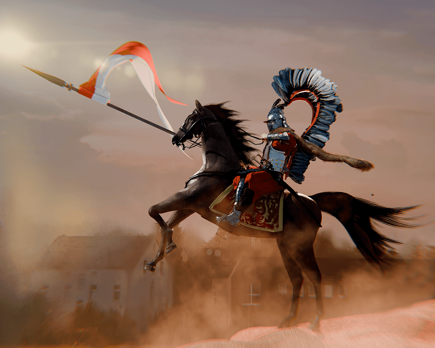 3D blender 3d modeling cavalry poland Character Digital Art  artwork Substance Painter historical