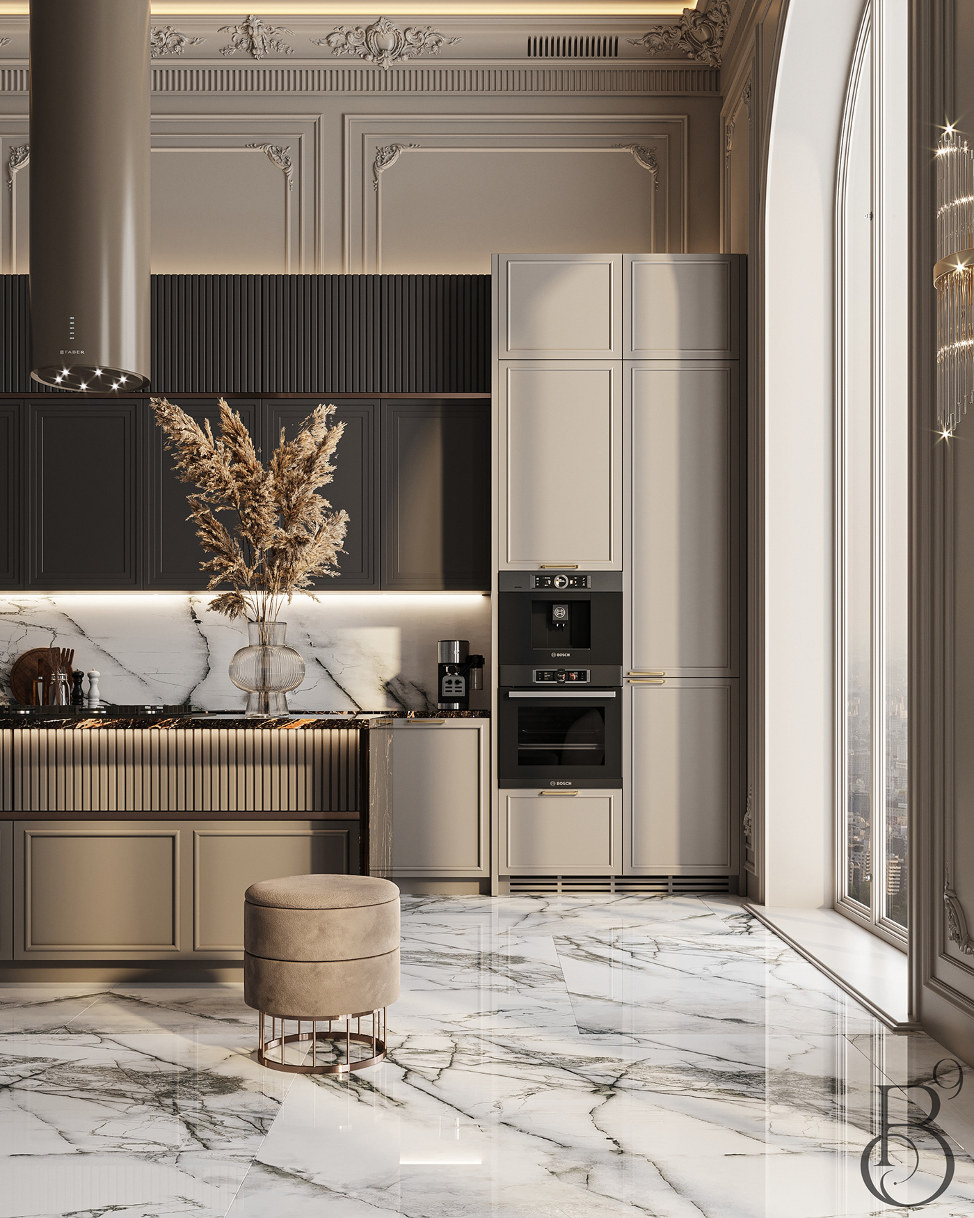 kitchen kitchen design Interior luxury modern elegant interior design  3ds max visualization Render