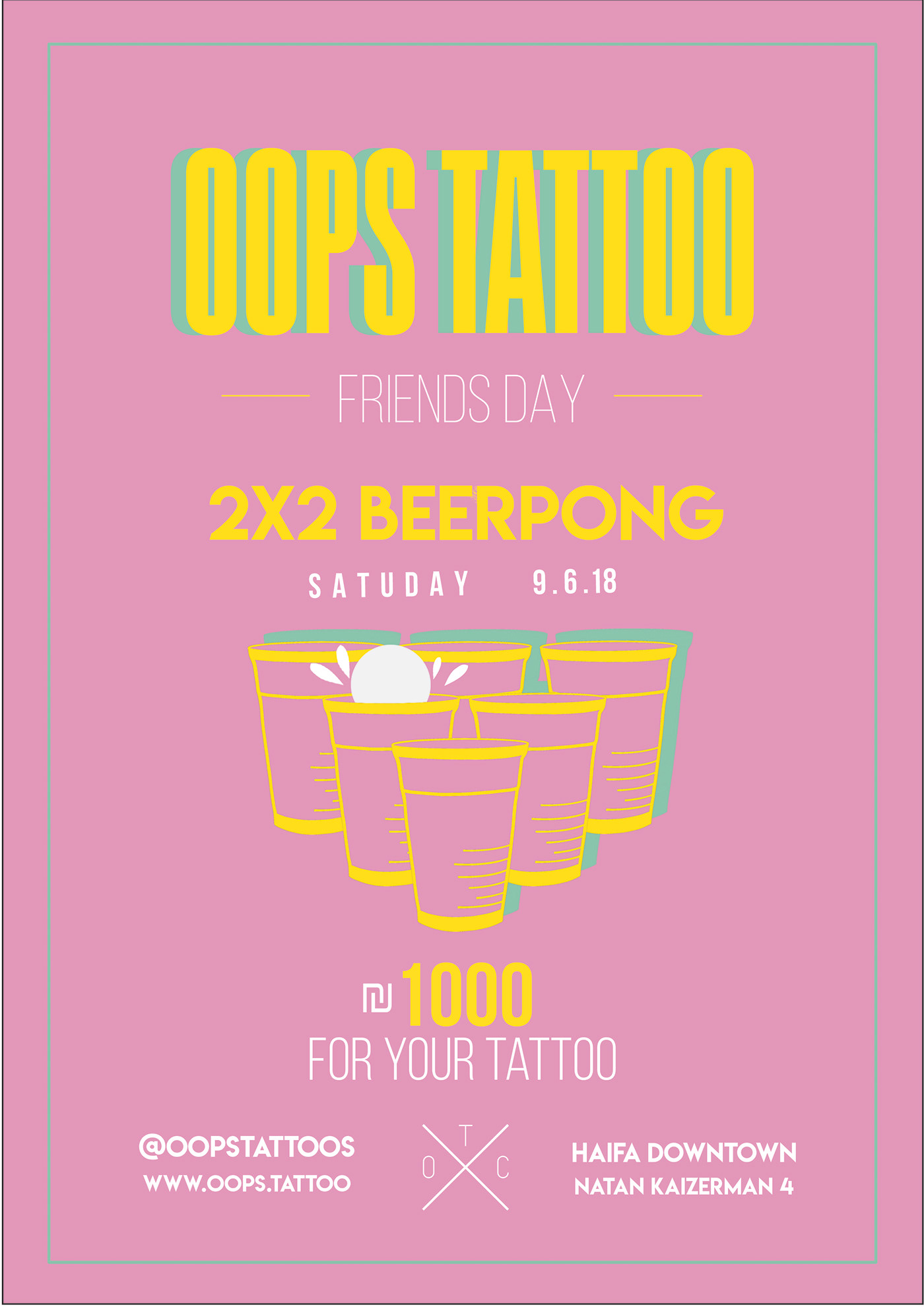 90s' beer beerpong future party pink poster