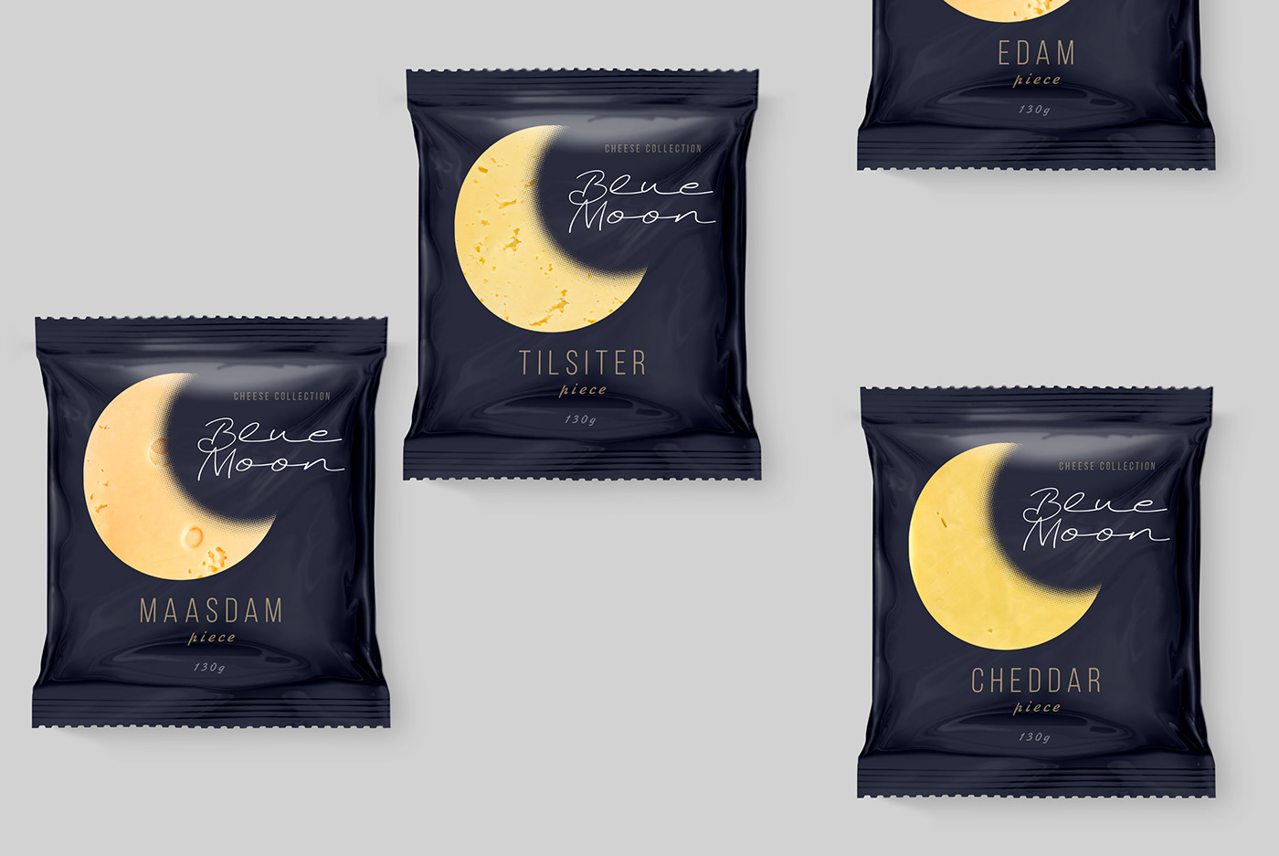blue branding  Cheese creative Food  gold luxury moon Packaging yellow