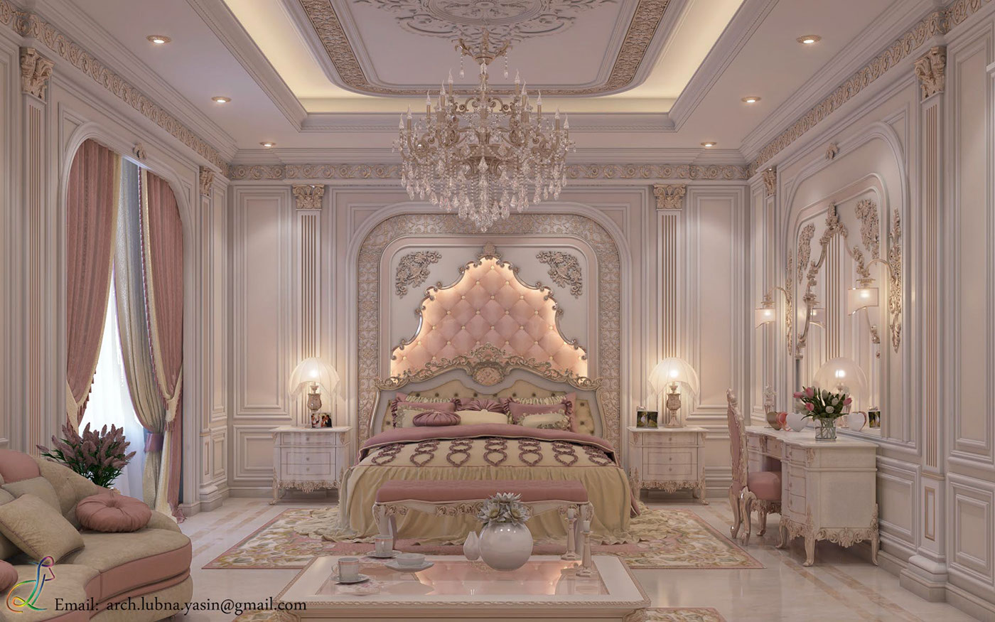 Interior luxury bedroom design architecture