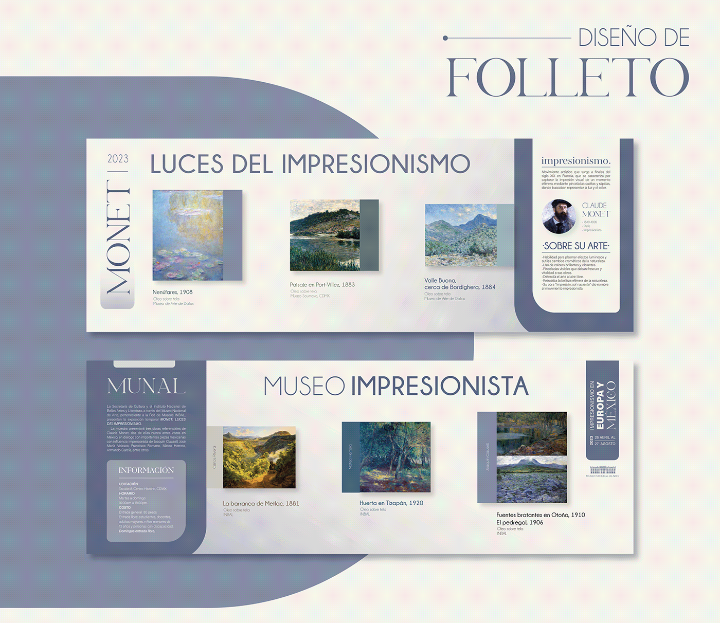 flyer folleto impresionismo Monet MUNAL brochure triptico diptico editorial impressionism