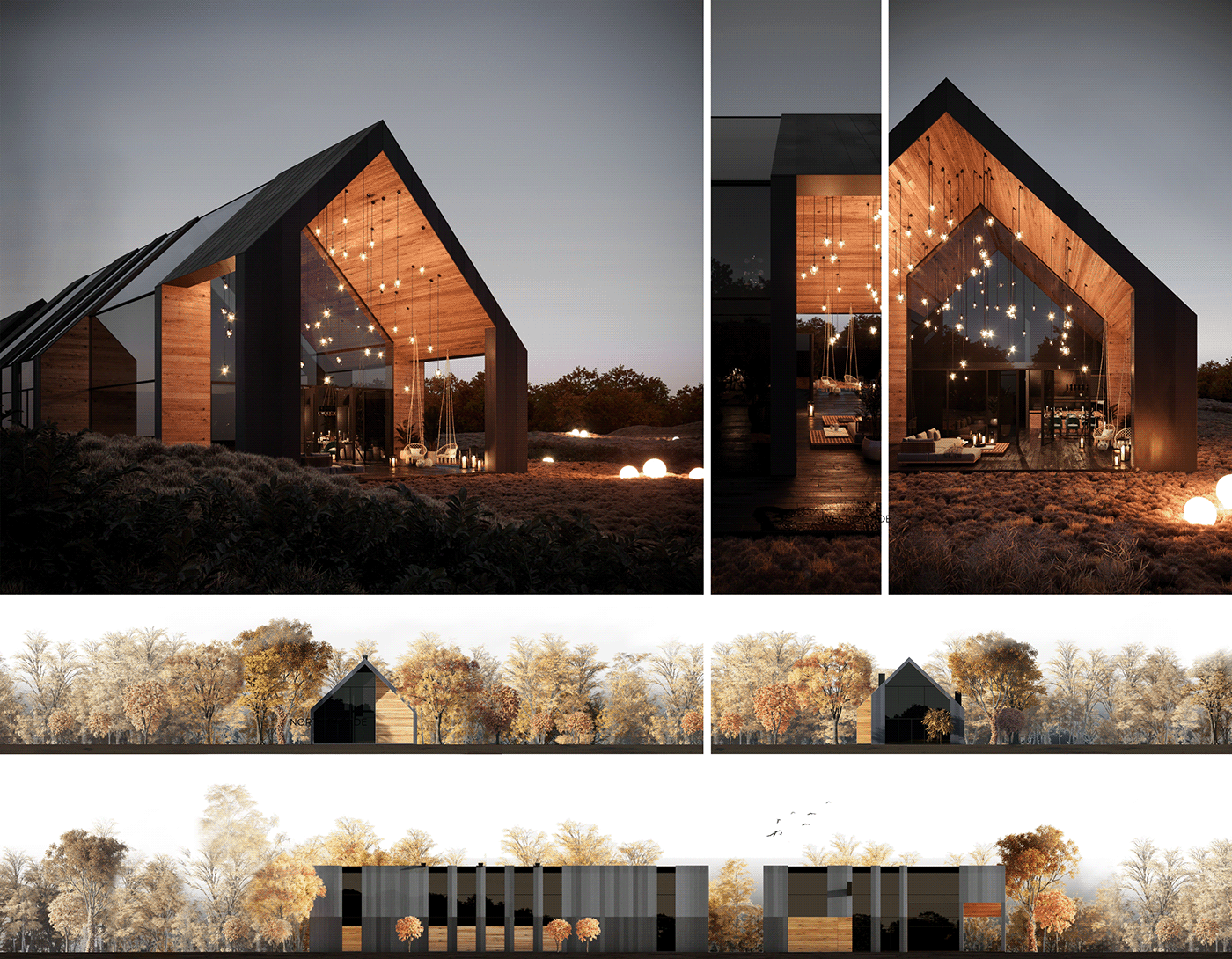 architecture horses house multigenerational Nature stable stud farm village visualisation poland