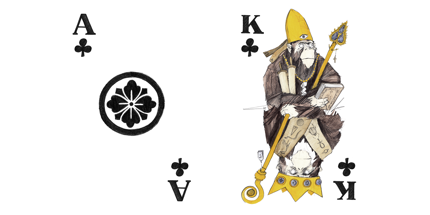 monkey monkeys ape apes card game Playing Cards apes of spades drawings illustrations card games