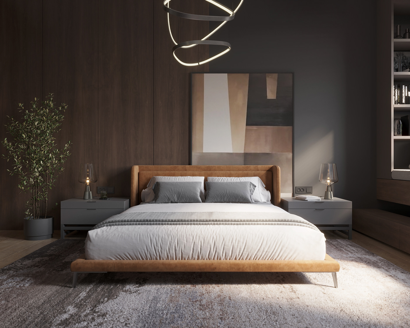 bedroom Interior visualization interior design  Render modern cozy cozy interior apartment luxury