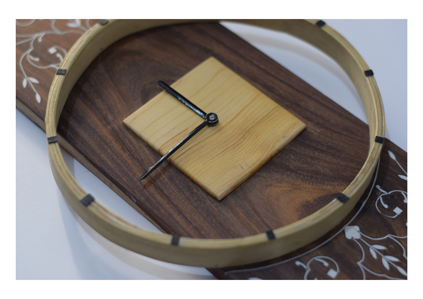 wood inlay wood inlay craft wood product product design  wall clock wood clock clock design