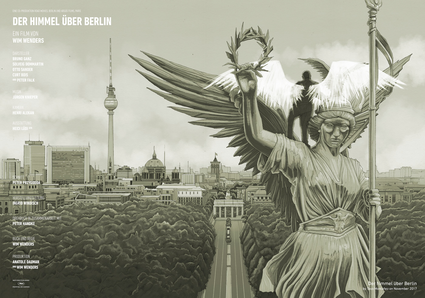 axoo berlin Korea poster Wings of desire Win Wenders movie movie poster digital illustration Digital Art 