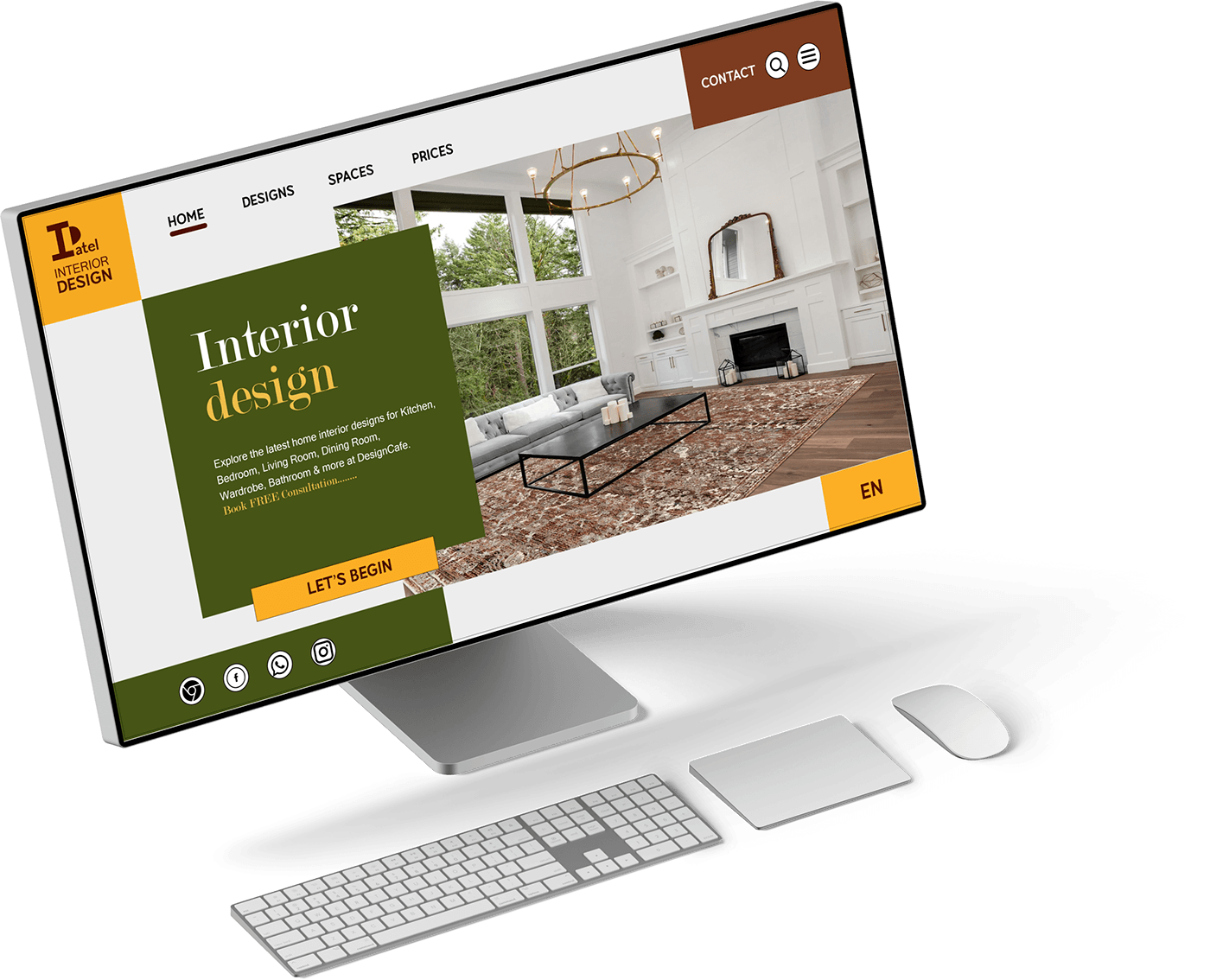 Landing page of Patel Interior Design for homes.