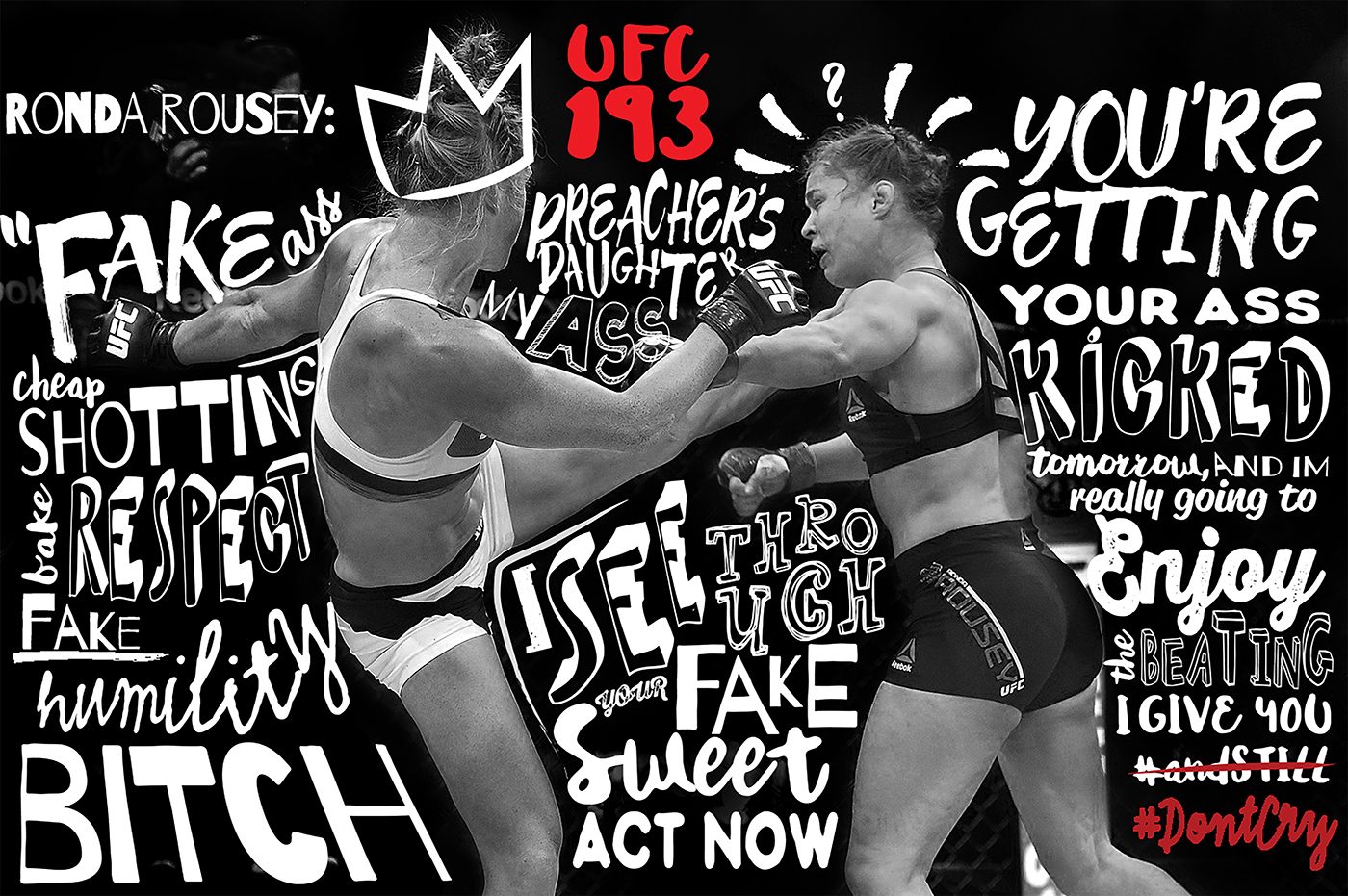 ronda rousey Holly Holm UFC ufc193 MMA hand drawn #dontcry
