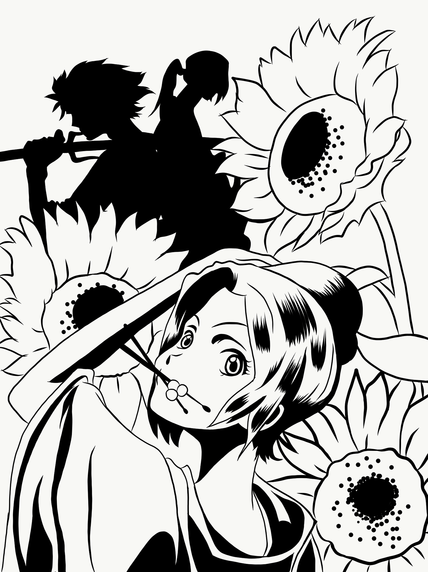 adobe fresco anime character art Digital Art  Drawing  Pop Art samurai champloo Sunflowers