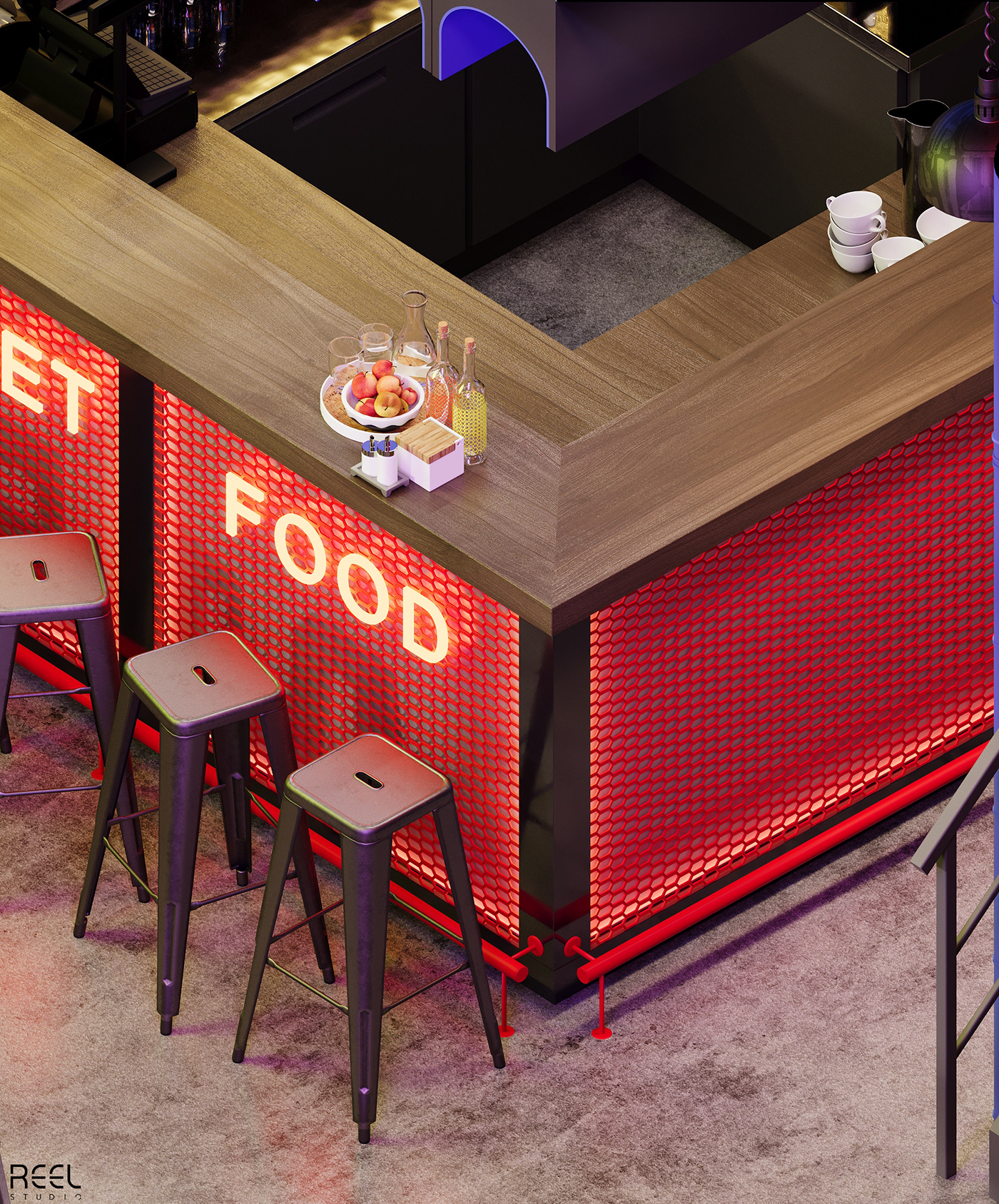 cafres colour Food  Interior neon restaurant menu restuarant streetfood design visual identity