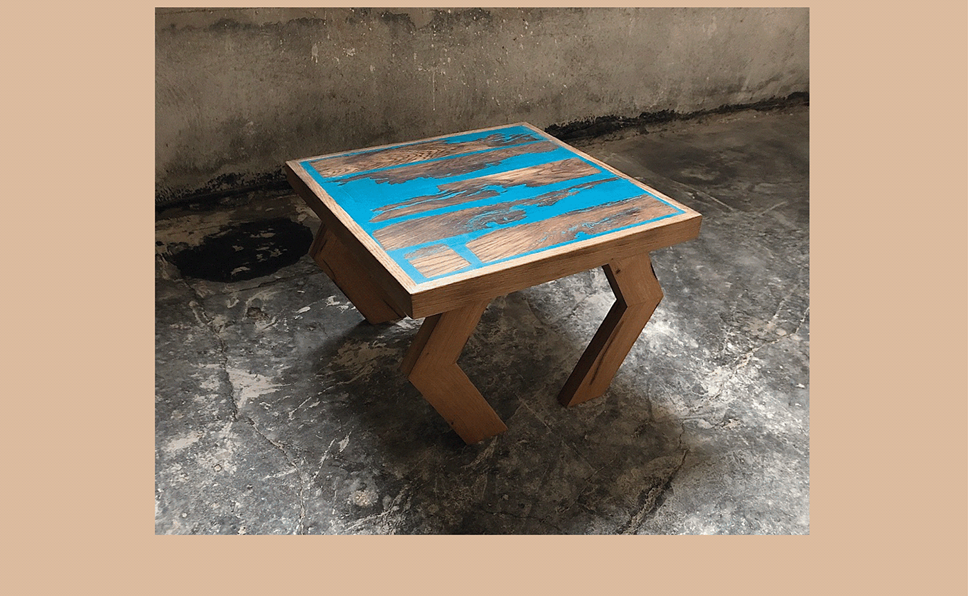 coffee table industrial design  reclaimed wood upcycle epoxy resin photoshop Illustrator logo handmade interior design 
