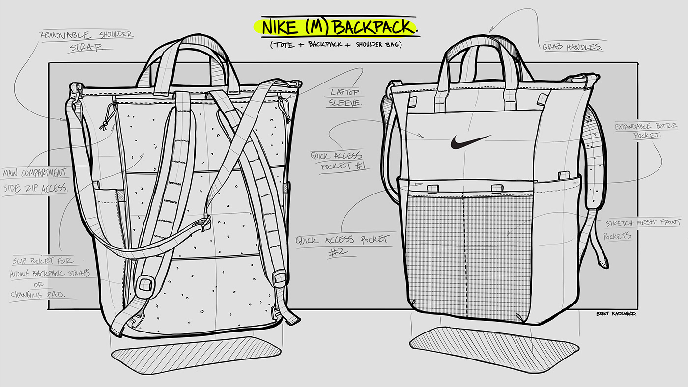 backpack bag design diaper motherhood Nike parent m  soft goods