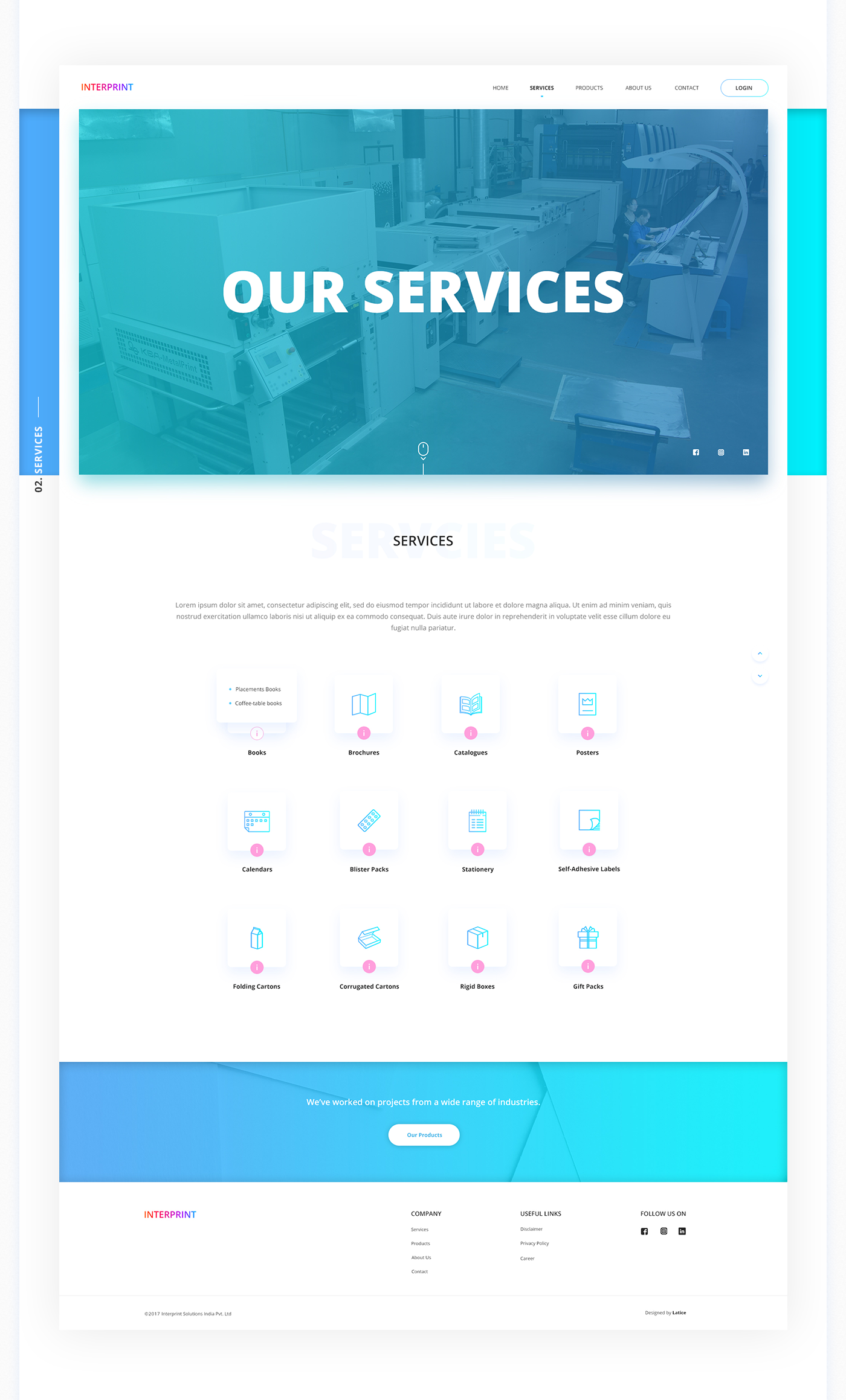 Printing Web Design  Website gradient business minimal Web UI clean modern