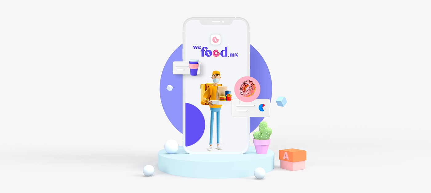 3D app branding  delivery foodie photoshop rappi social media UI web app
