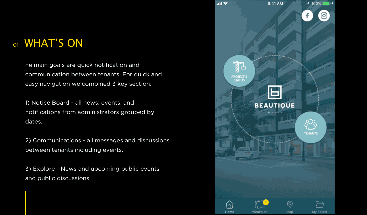 beautique app application ios mobile house Rent tenant communication profile