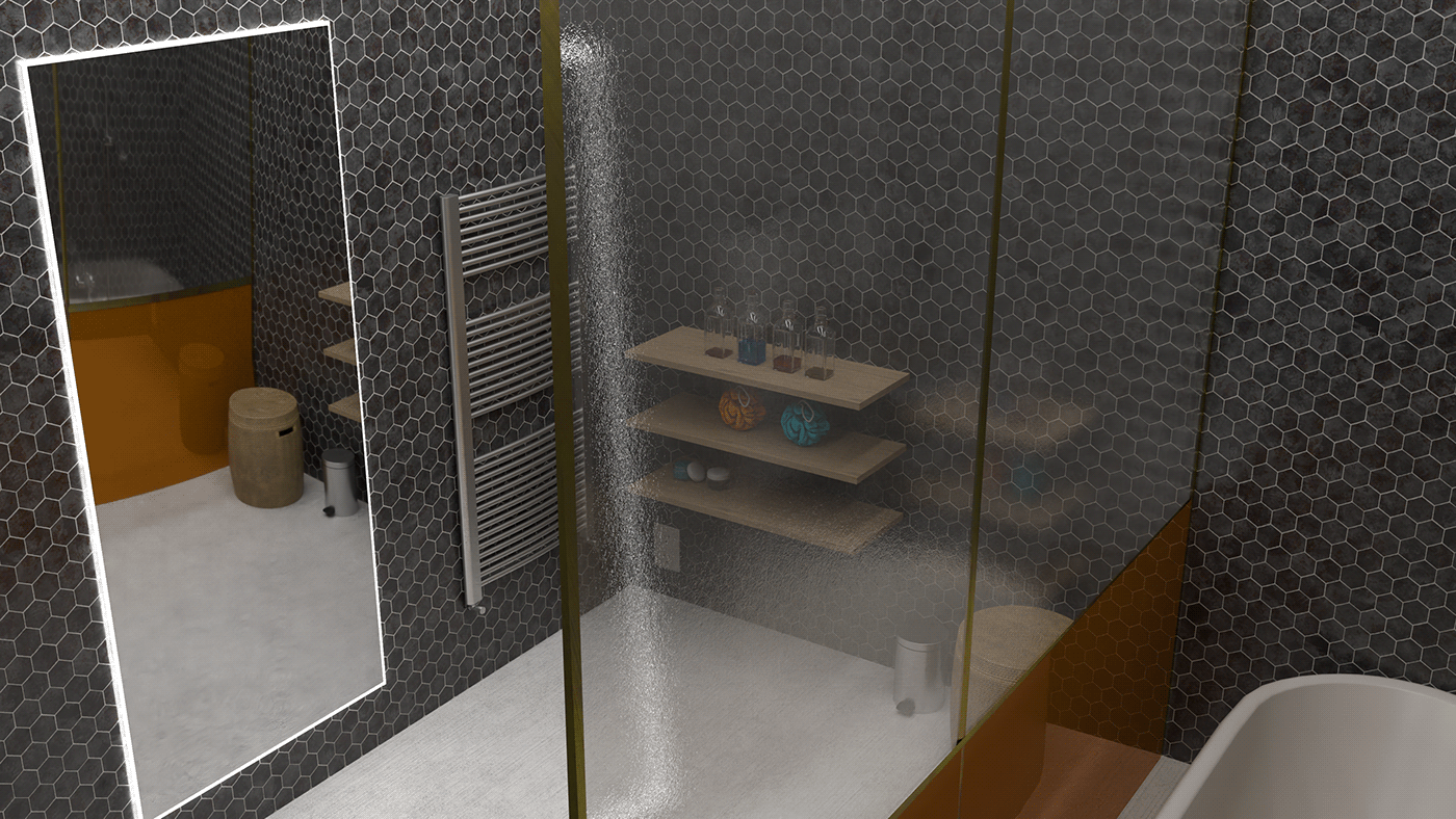 3D ambiance architecture bathroom black deco house luxury mood rendering