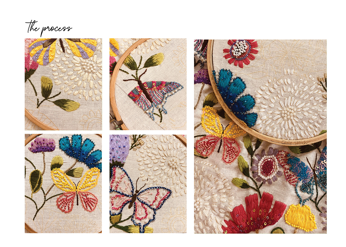 surface design textile Embroidery textile design  floral garden