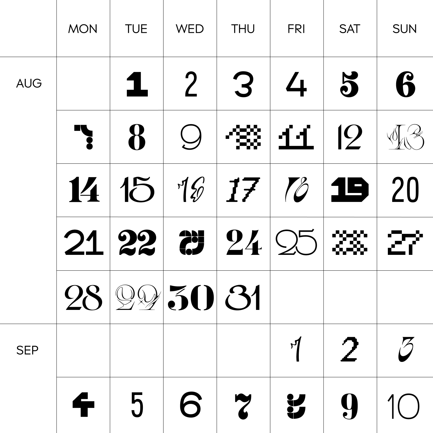 Graphic style of calendar