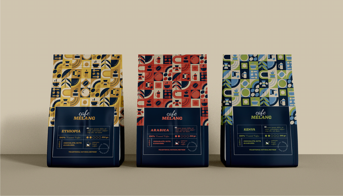 Cafebrand Packaging brand identity Logo Design Wordmark Logo geometric pattern visual identity coffeebrand coffee logo cafe