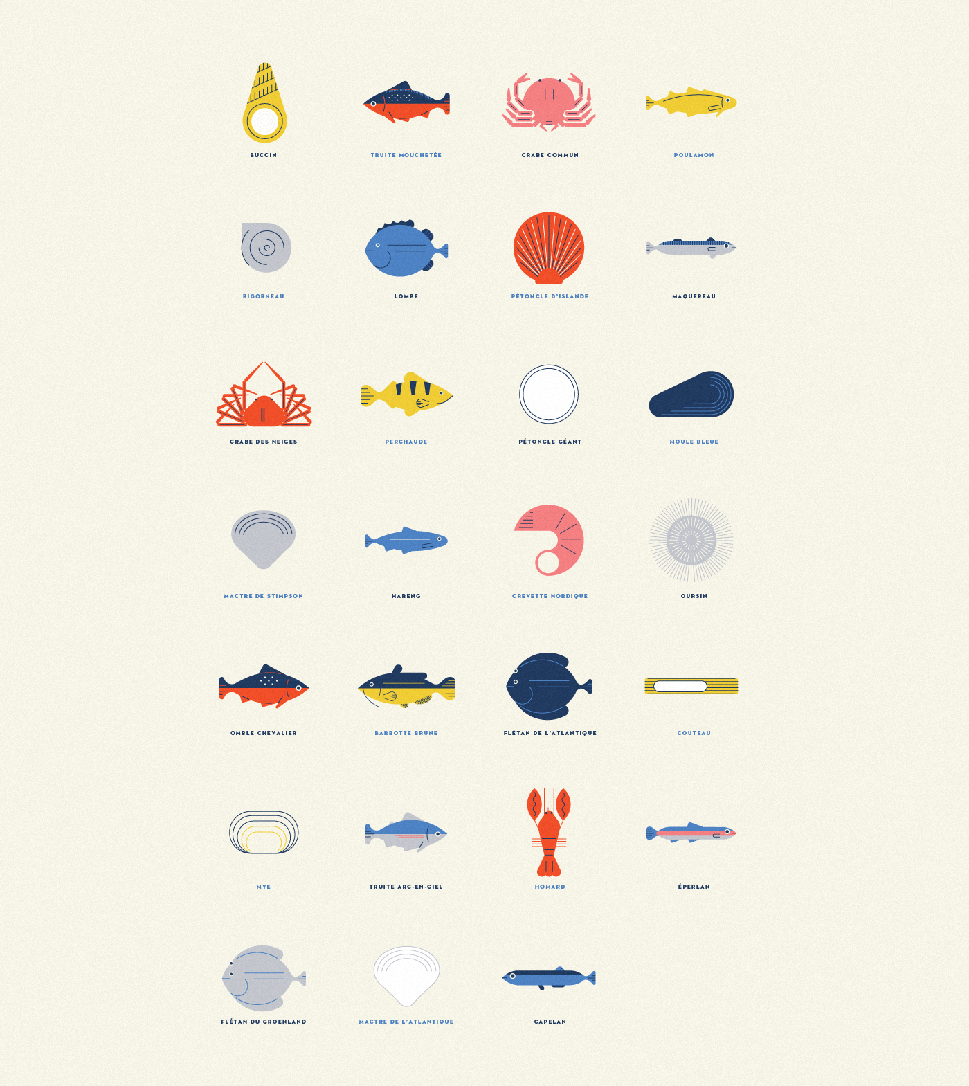 poster fish seafood Fruit vegetable calendar geometric color Icon