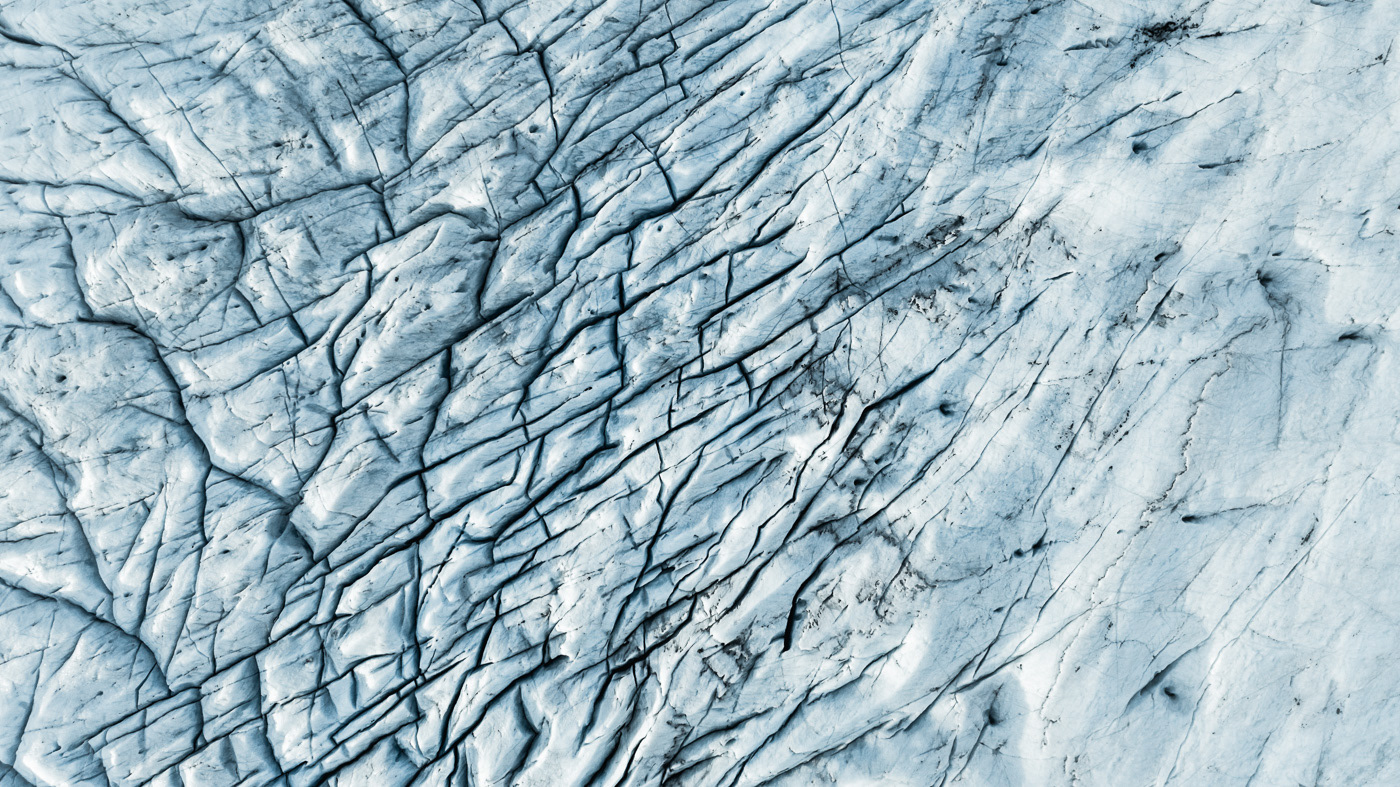 Aerial drone Landscape glacier Arctic ice snow frozen texture monochrome