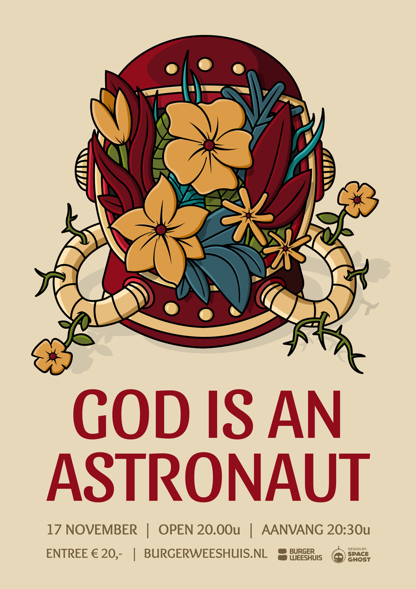 vector Burgerweeshuis spaceghost Flowers astronaut God spacehelmet Helmet deventer