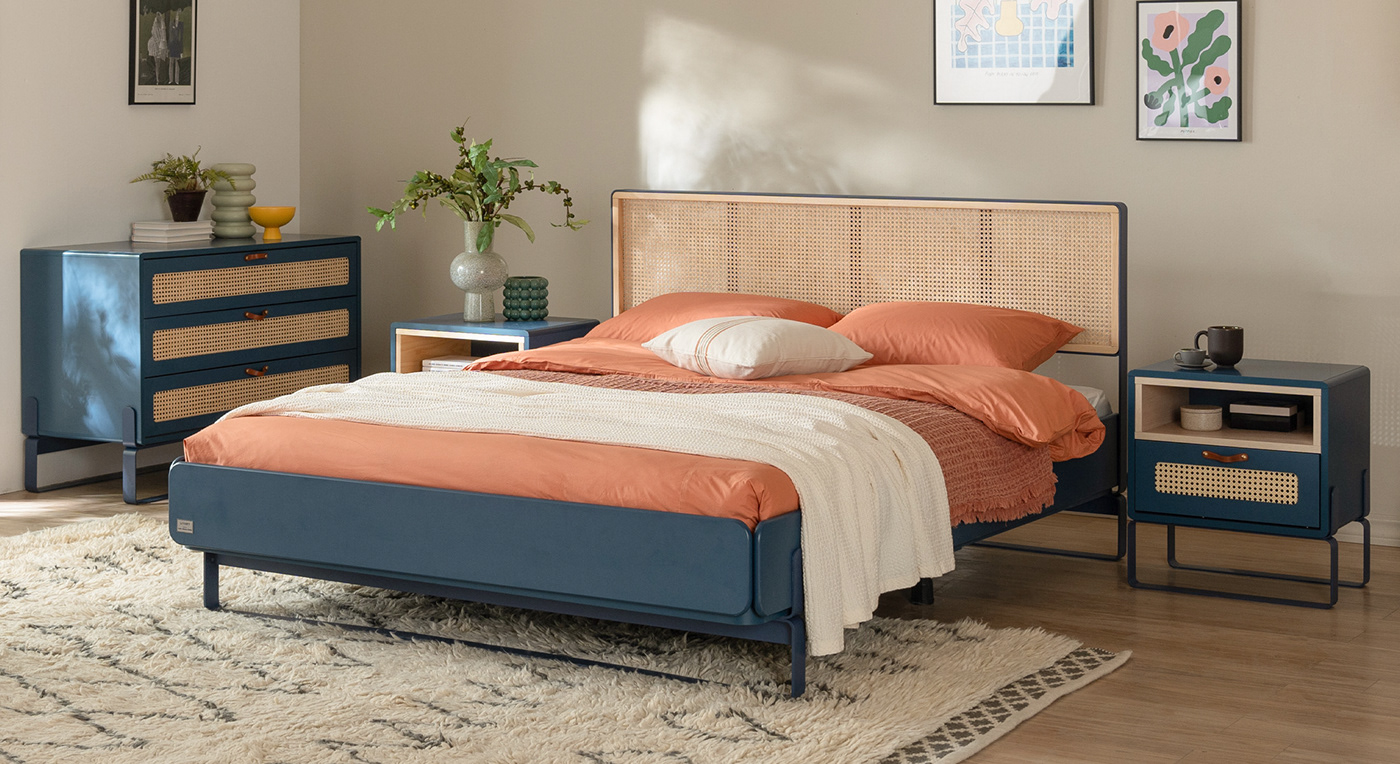 bed bedroom bedroom design cabinet furniture furniture design  furnituredesign Interior interior design  rattan
