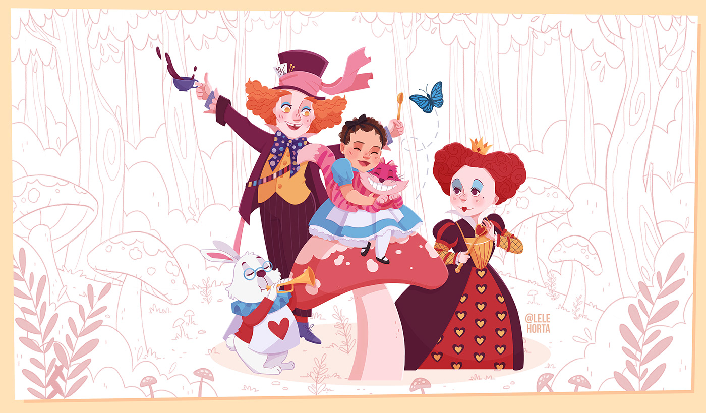 alice in wonderland birthday party Character design  children illustration fanart ILLUSTRATION  kid