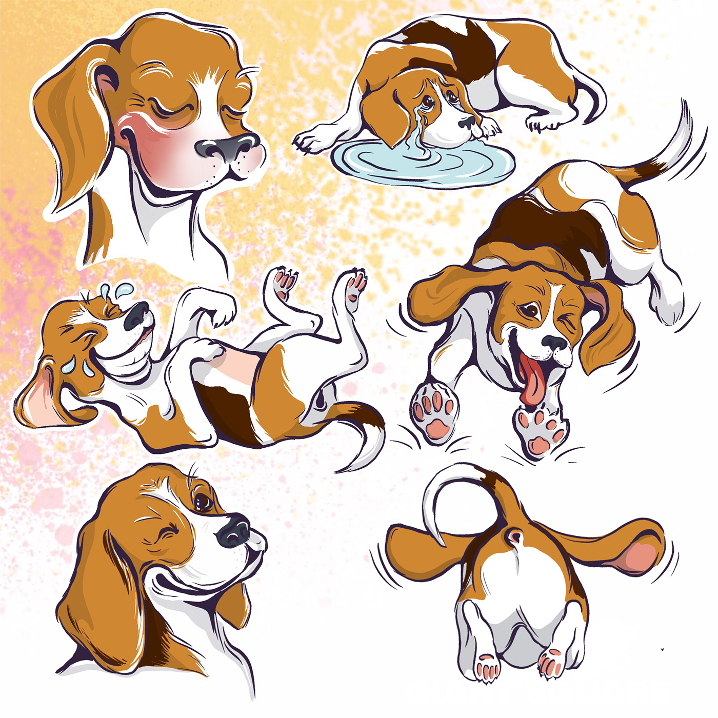 beagle Character dog emotion ILLUSTRATION  stickers