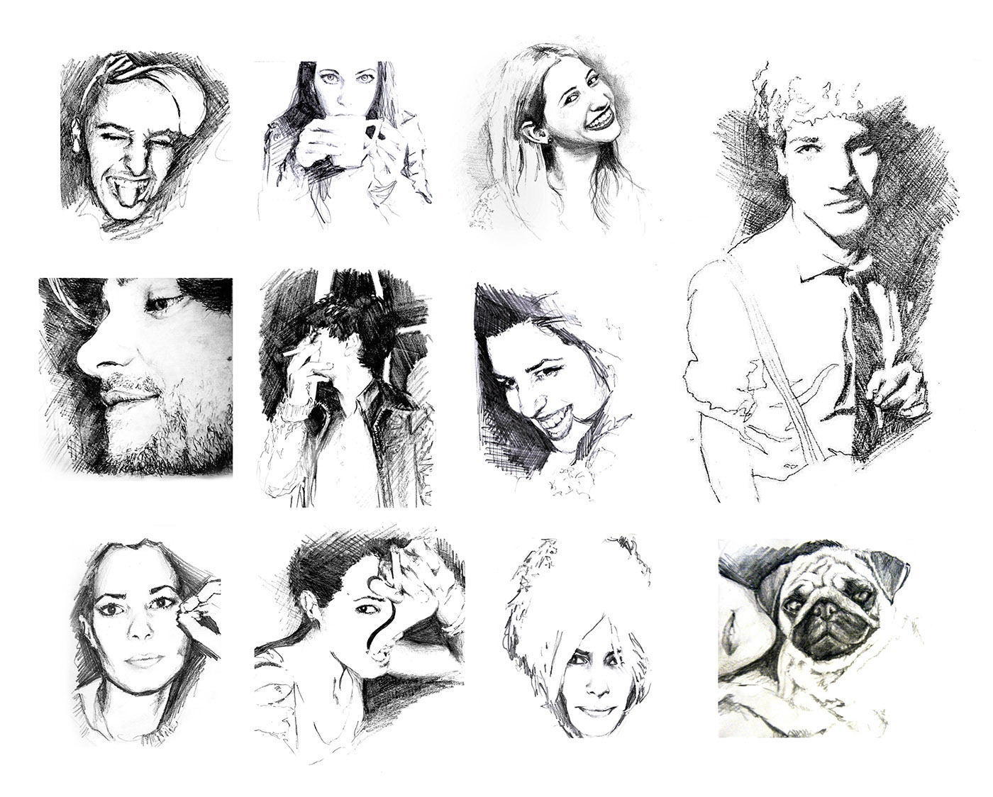 portrait skecth draw crayon retrato ILLUSTRATION  friends sketchbook