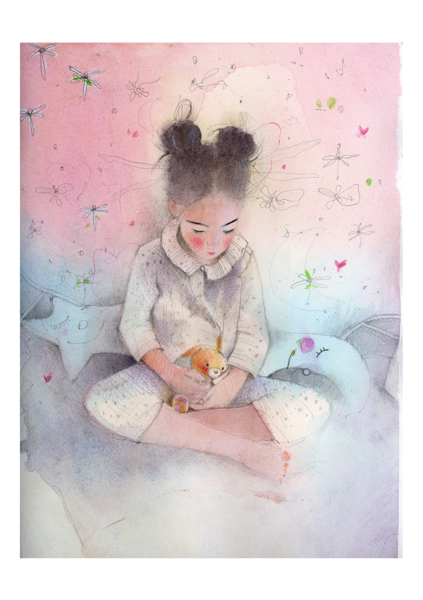 girl night painting   portrait watercolor
