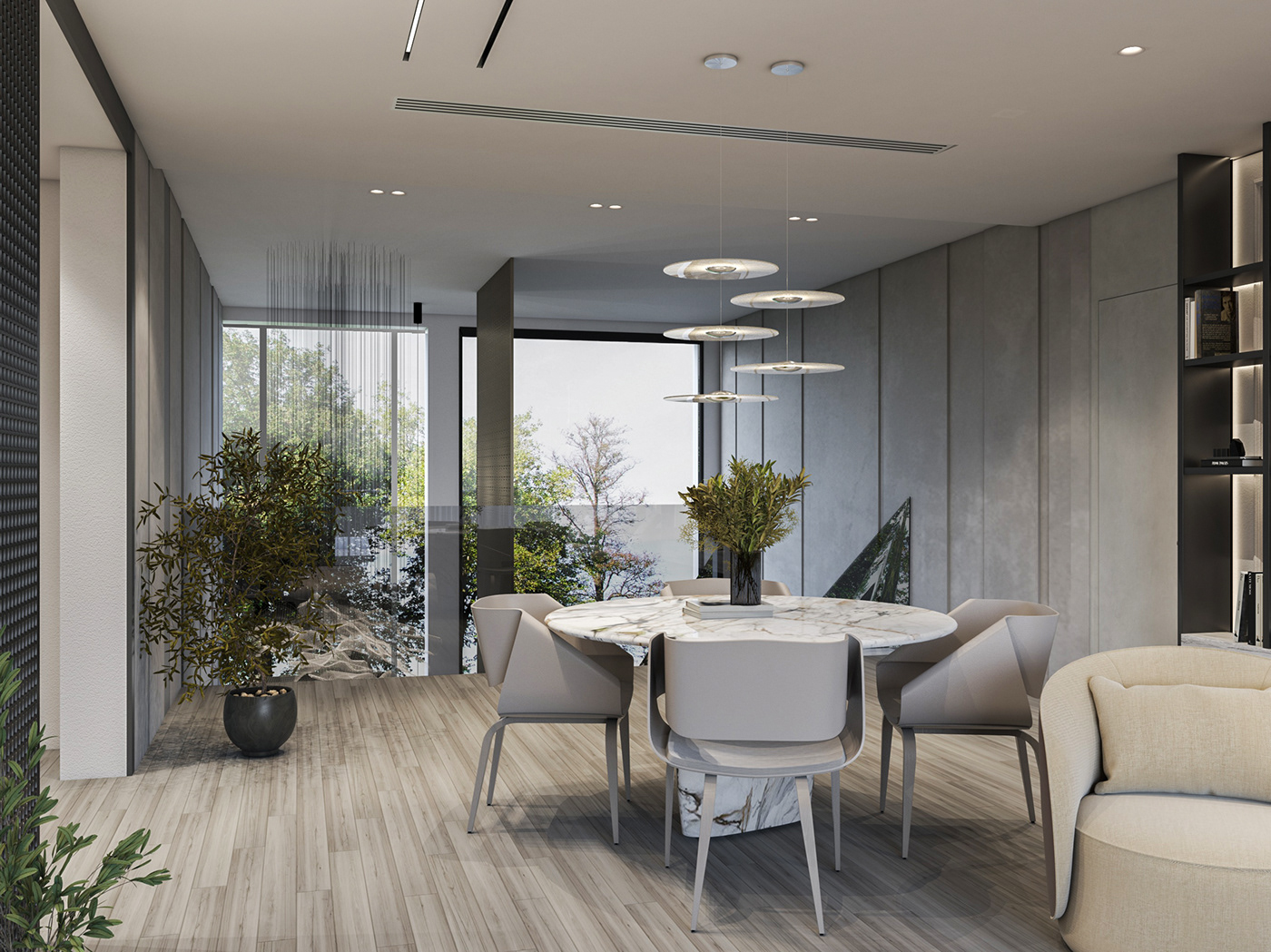 apartment beige contemporary design greige grey Interior livingroom modern visualization