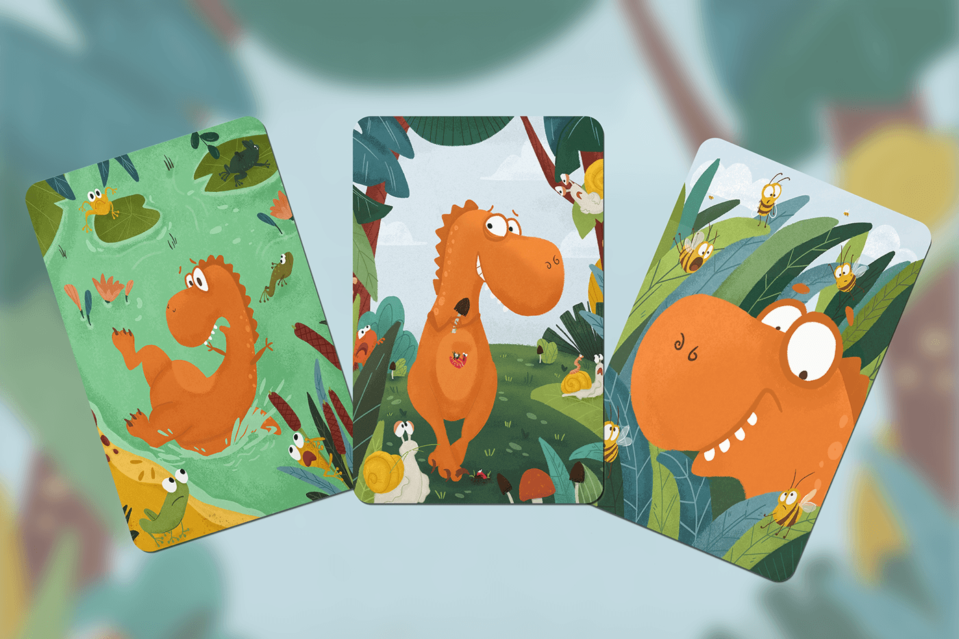 children illustration poster cardboard Character design  kids illustration animals illustration Dinosaur