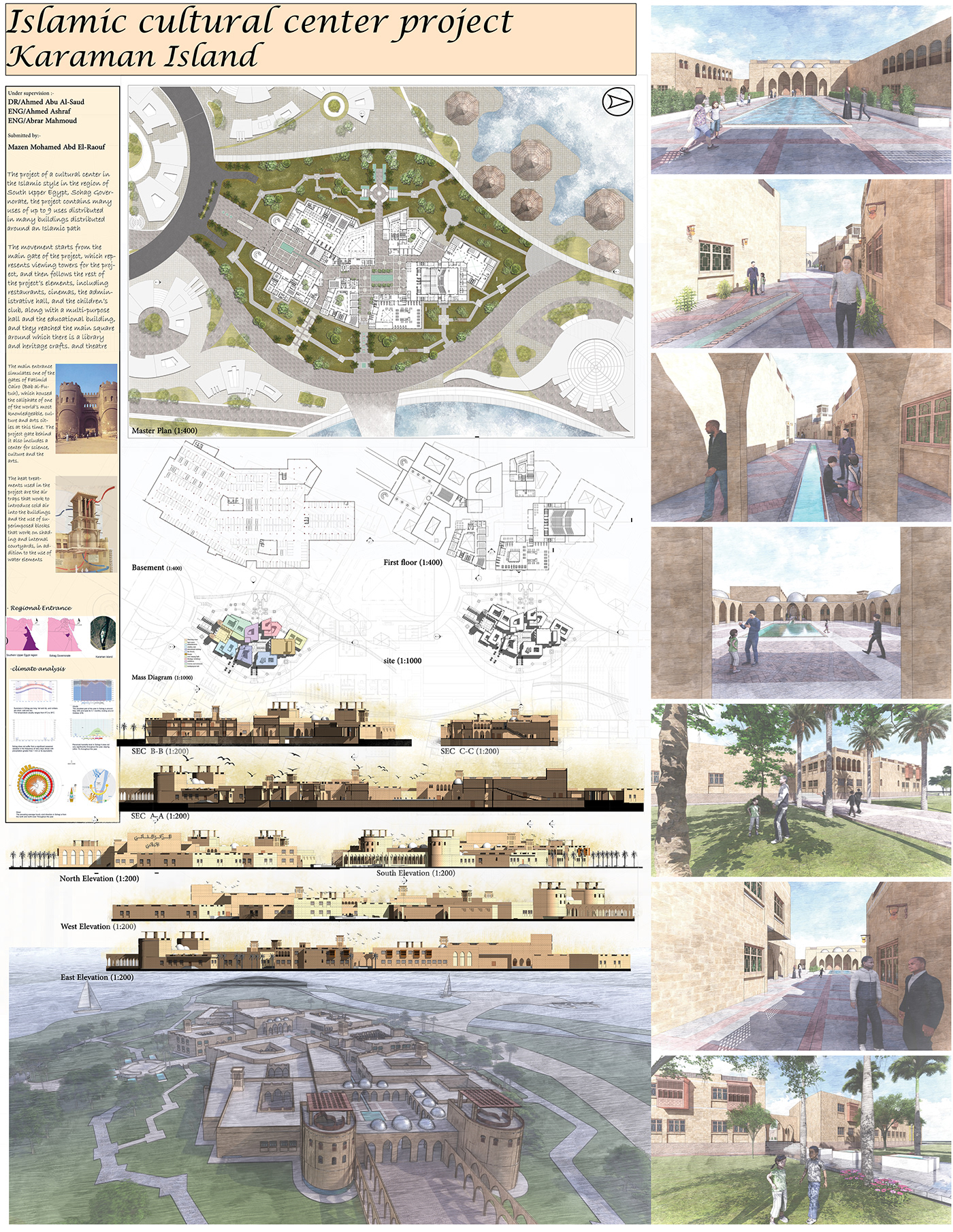 architecture design cultural center islamic academic project
