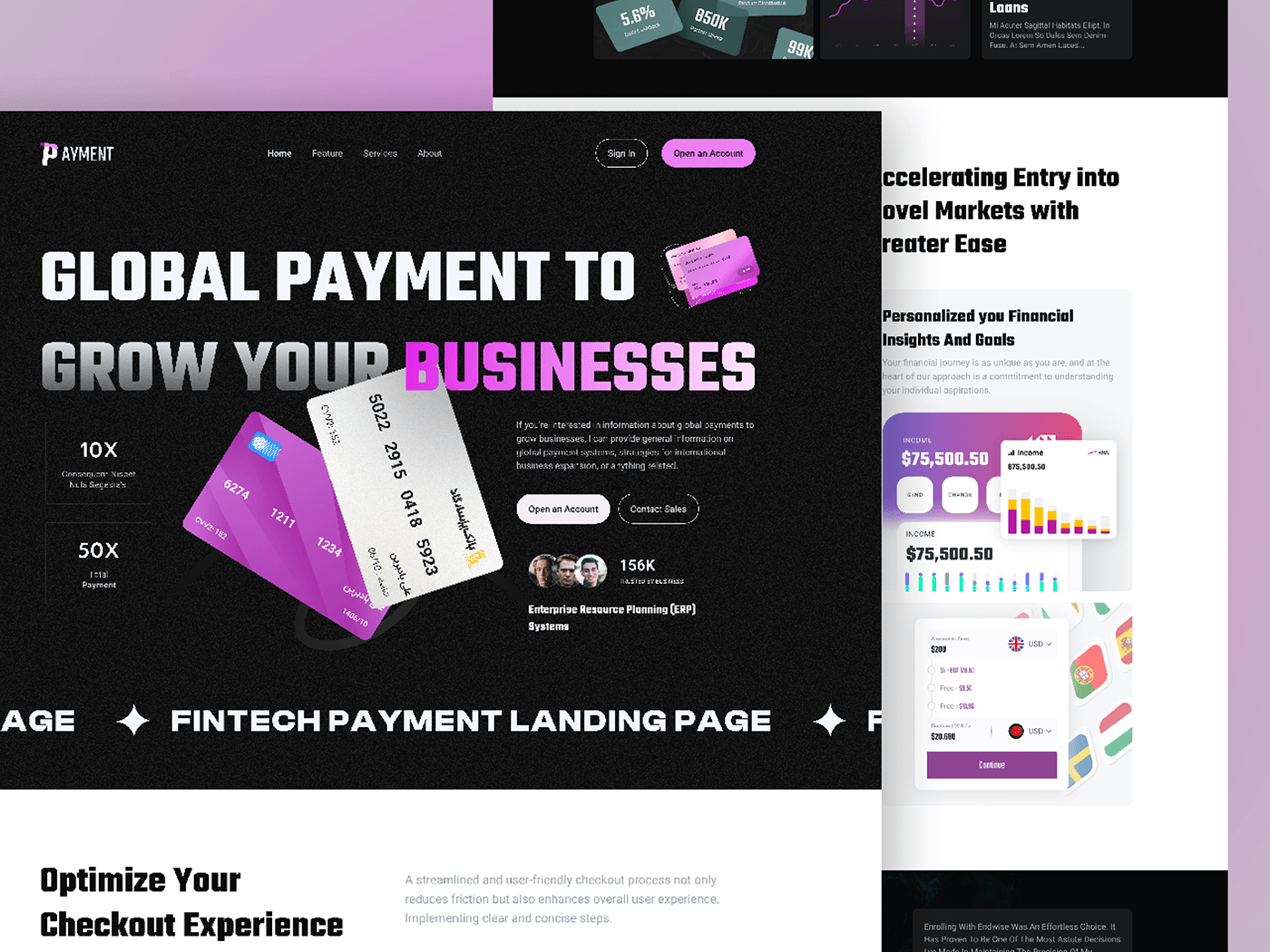 Fintech finance banking UI/UX landing page Website Design SAAS finance website Web Design  fintech app