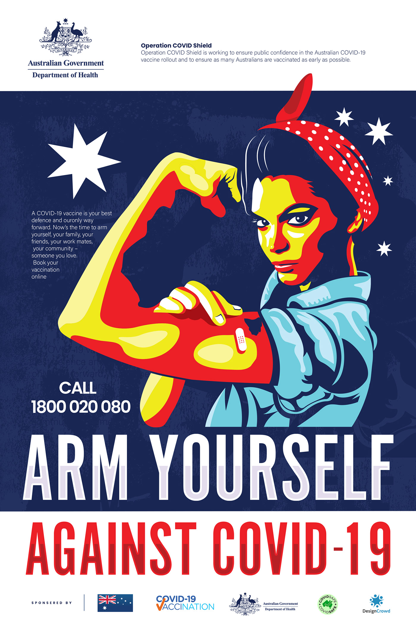 ArmYorself Australia COVID-19 moosartist posterdesign strong strongwomen vaccine wecandoit مصمم شعارات
