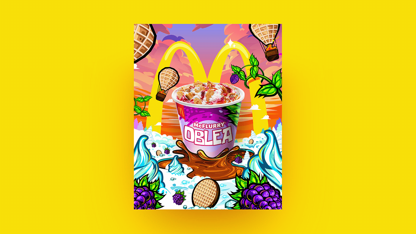 Food  helado ice cream ILLUSTRATION  mcdonald's McFlurry obleas Packaging restaurant vector