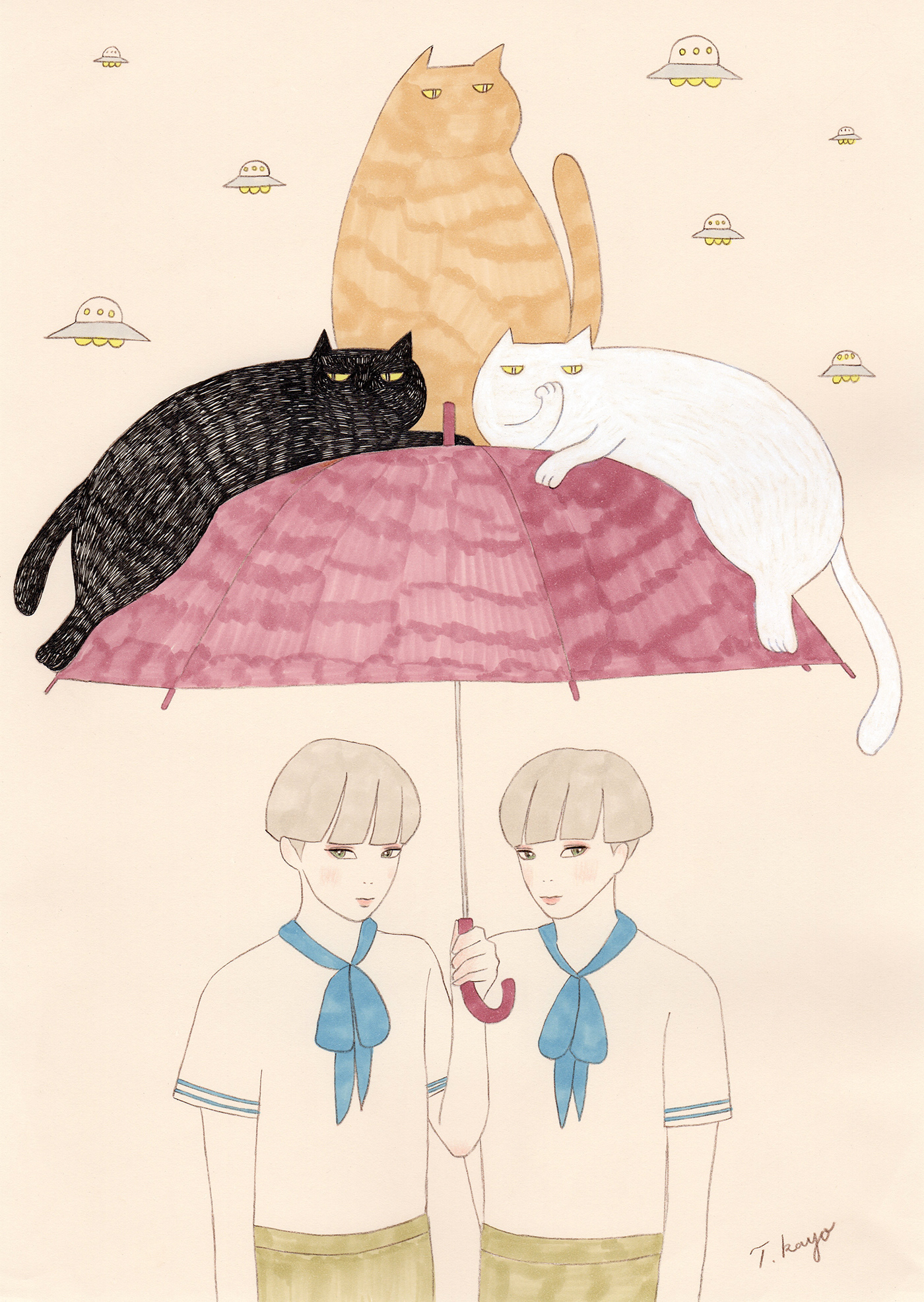 Cat genderfluid loveislove lovewins nonbinary rain rainyday Twins UFO Umbrella