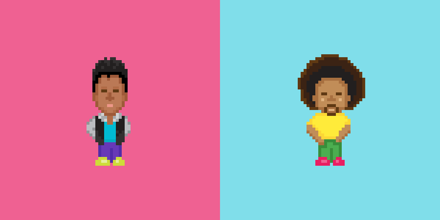 Retro pixel Character ILLUSTRATION  8-bit 32-Bit video game color Color Block bright