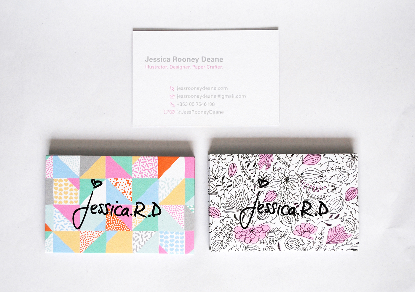 business card identity leaf pattern geometric stickers brand luxe